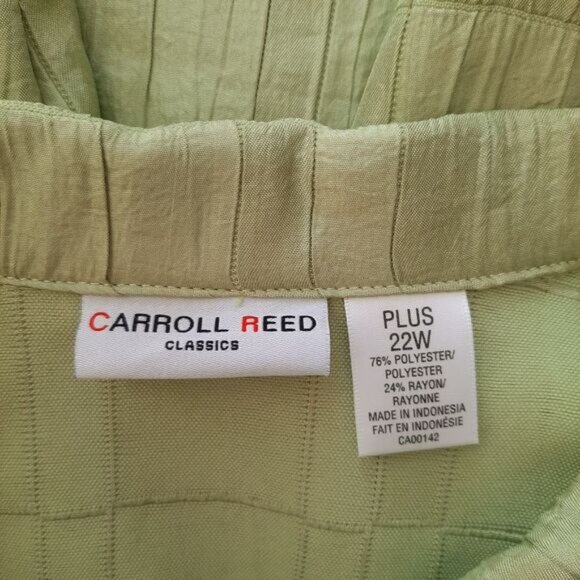 CARROLL REED Textured Crinkled Stitched Button Down Blazer Jacket Green Sz 22 W - Picture 11 of 12